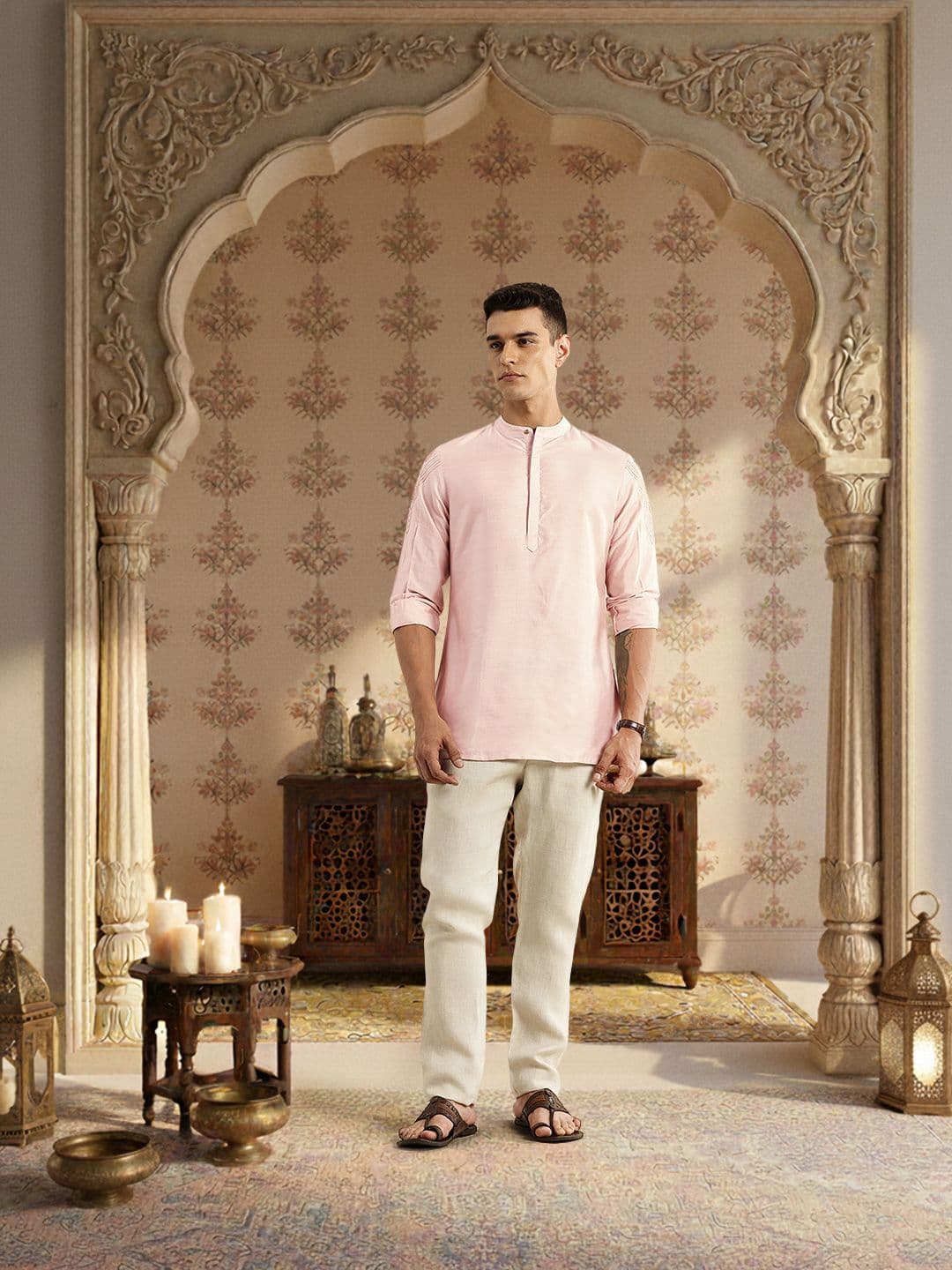 House of Pataudi Ethnic Motifs Embroidered Sequinned Jashn Kurta - view 1