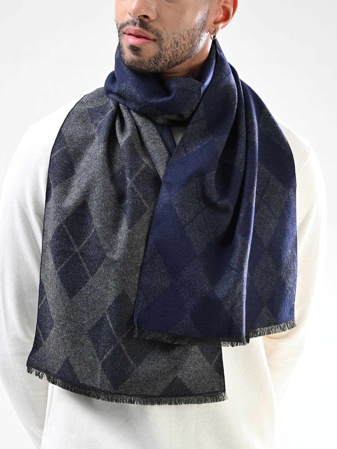 Cazzano Men Checked Mufflers With Fringed Hems - view 1