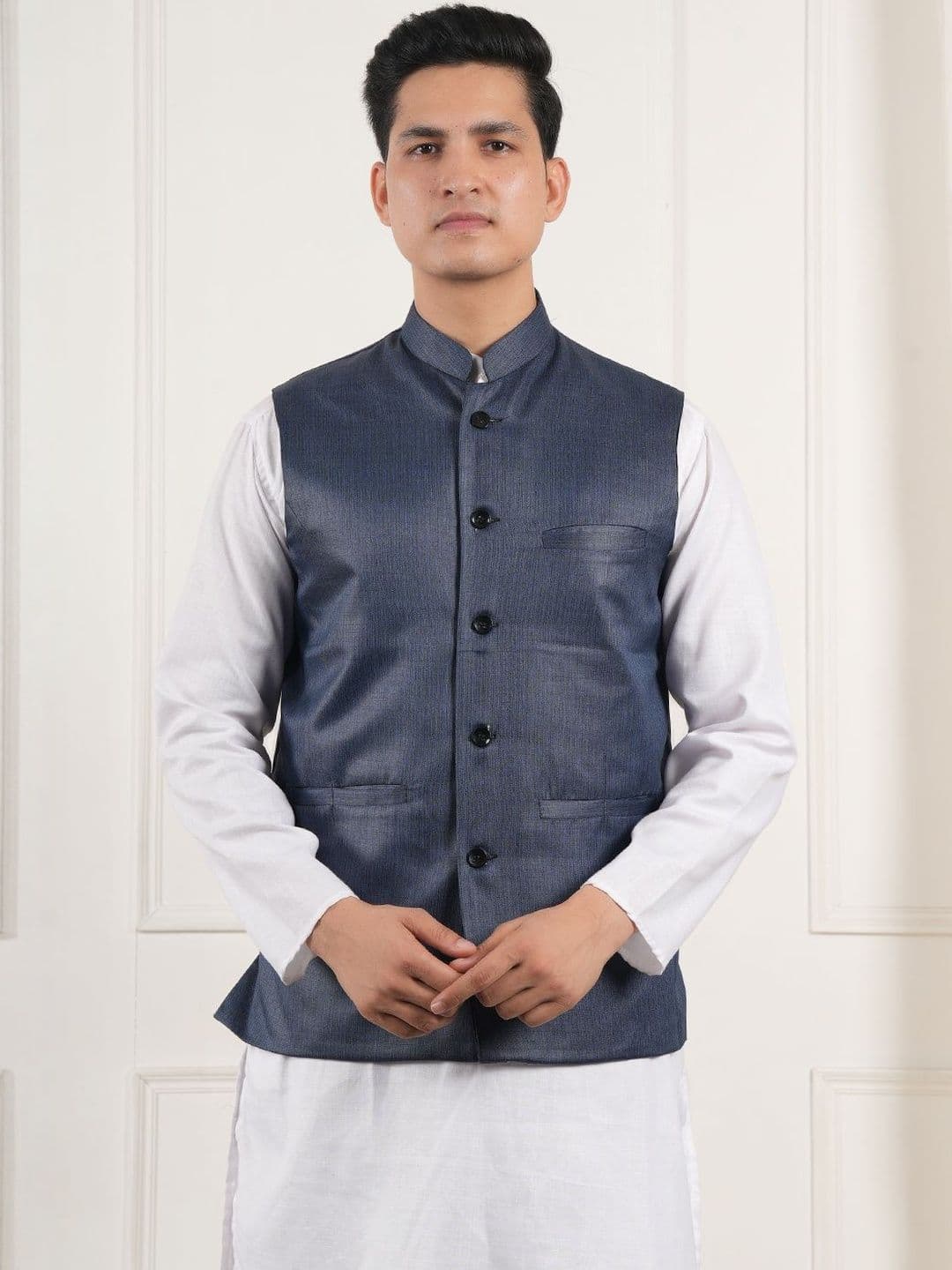 URBAN KANYA Men Solid Mandarin Collar Nehru Jacket - view 1
