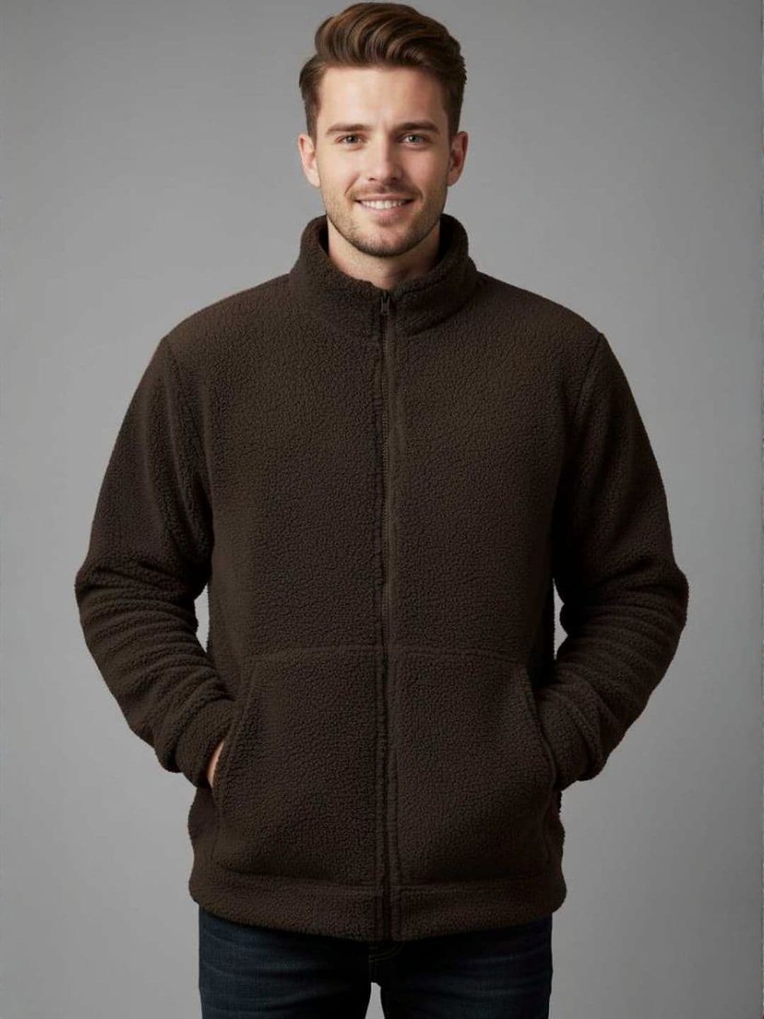 fashlook Men Fleece Regular Fit Solid Jacket - view 1