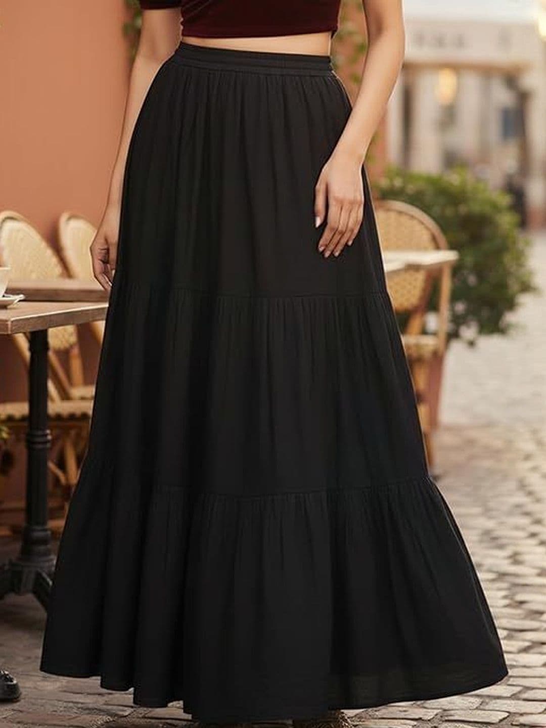 URBAN KANYA Women Cotton Flared Maxi Skirt - view 1