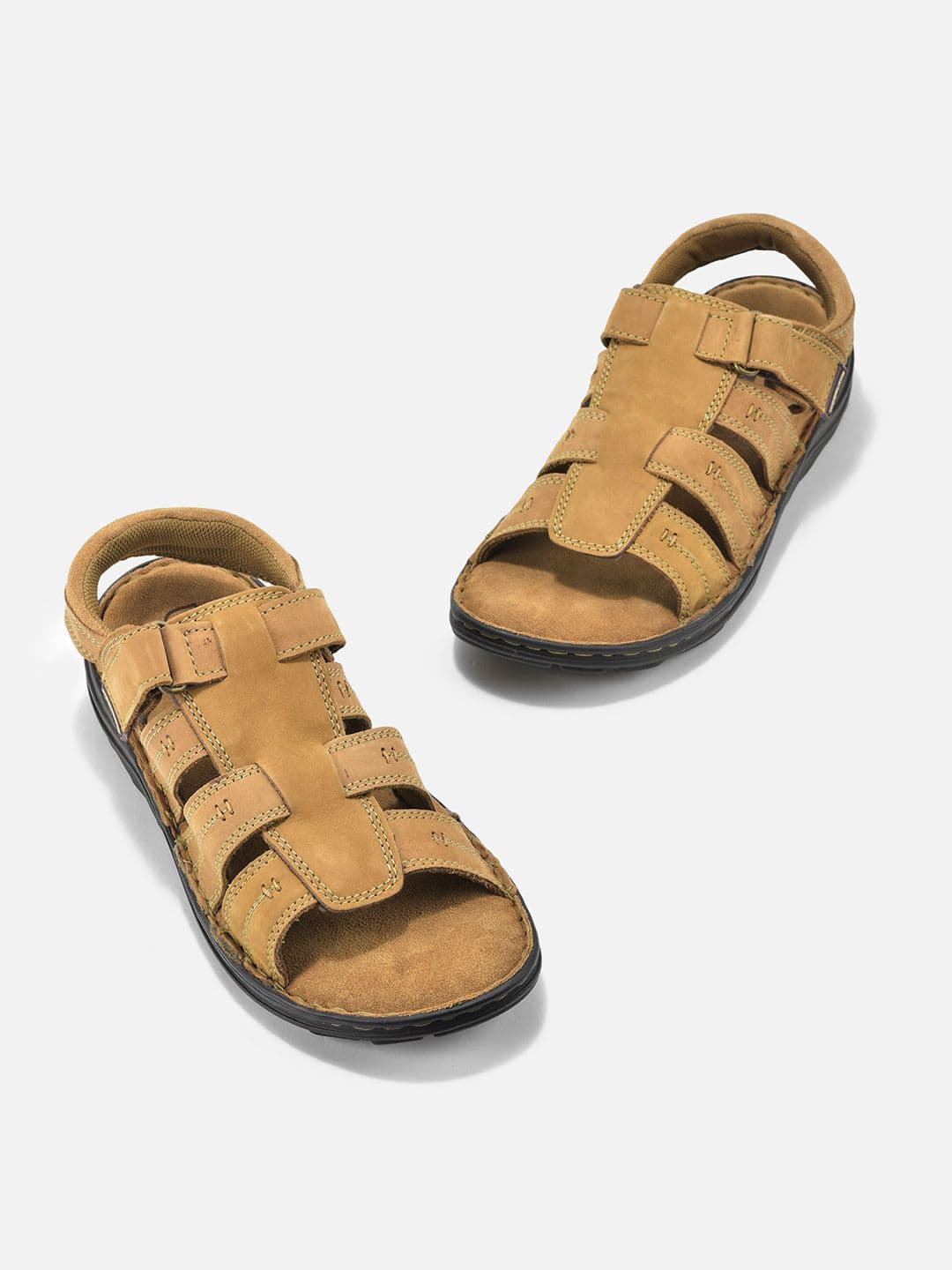 Woodland Men Textured Velcro Fisherman Sandals - view 1