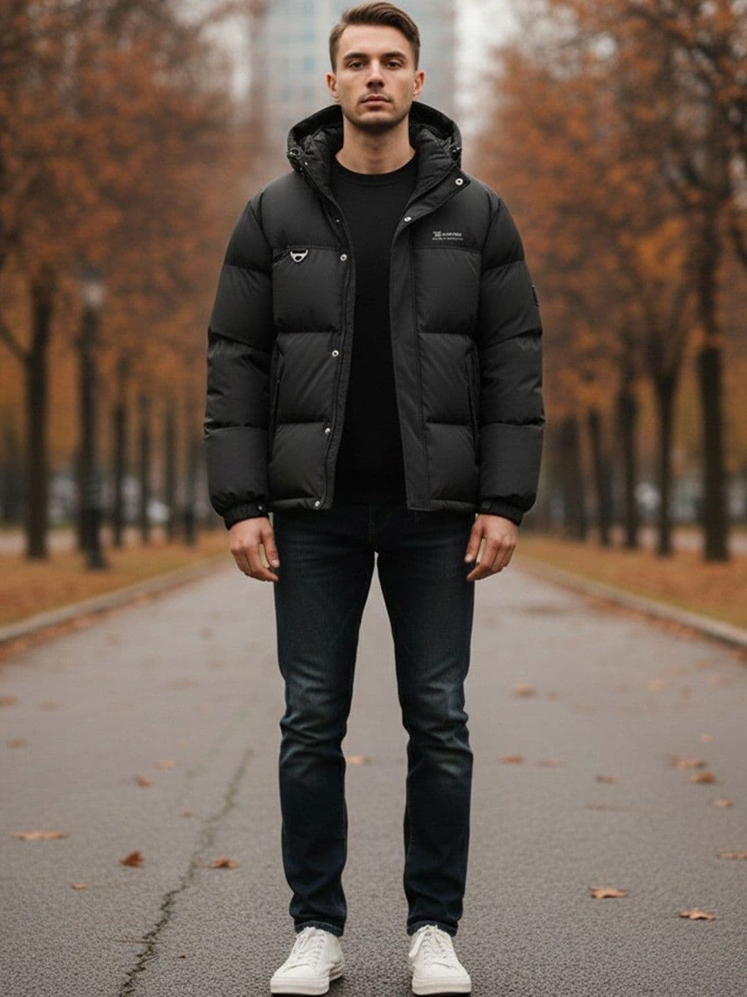 Mast & Harbour Hooded Puffer Jacket With Patchwork - view 1