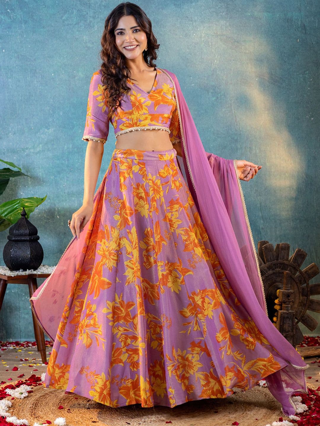 KASYA Printed Ready to Wear Lehenga & Blouse With Dupatta - view 1