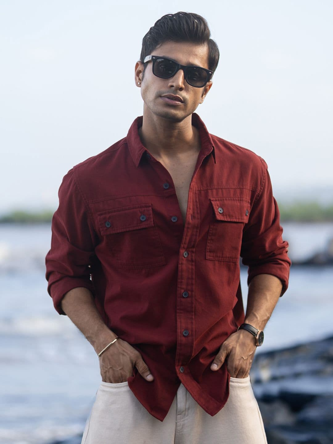 Powerlook Men Solid Spread Collar Cotton Casual Shirt - view 1