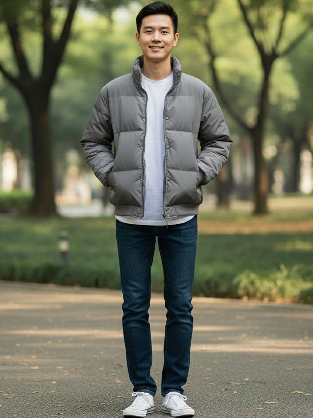 Mast & Harbour Stand Collar Cotton Puffer Jacket With Patchwork - view 1