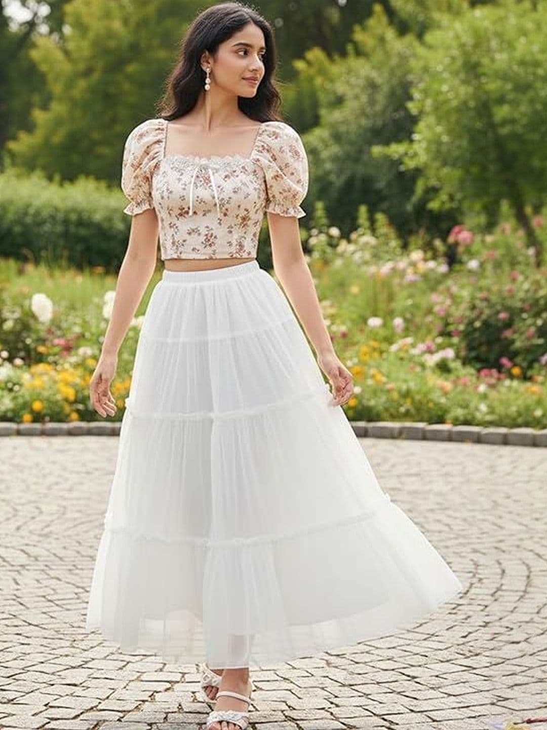 URBAN KANYA Women Cotton Tiered Flared Maxi Skirt - view 1
