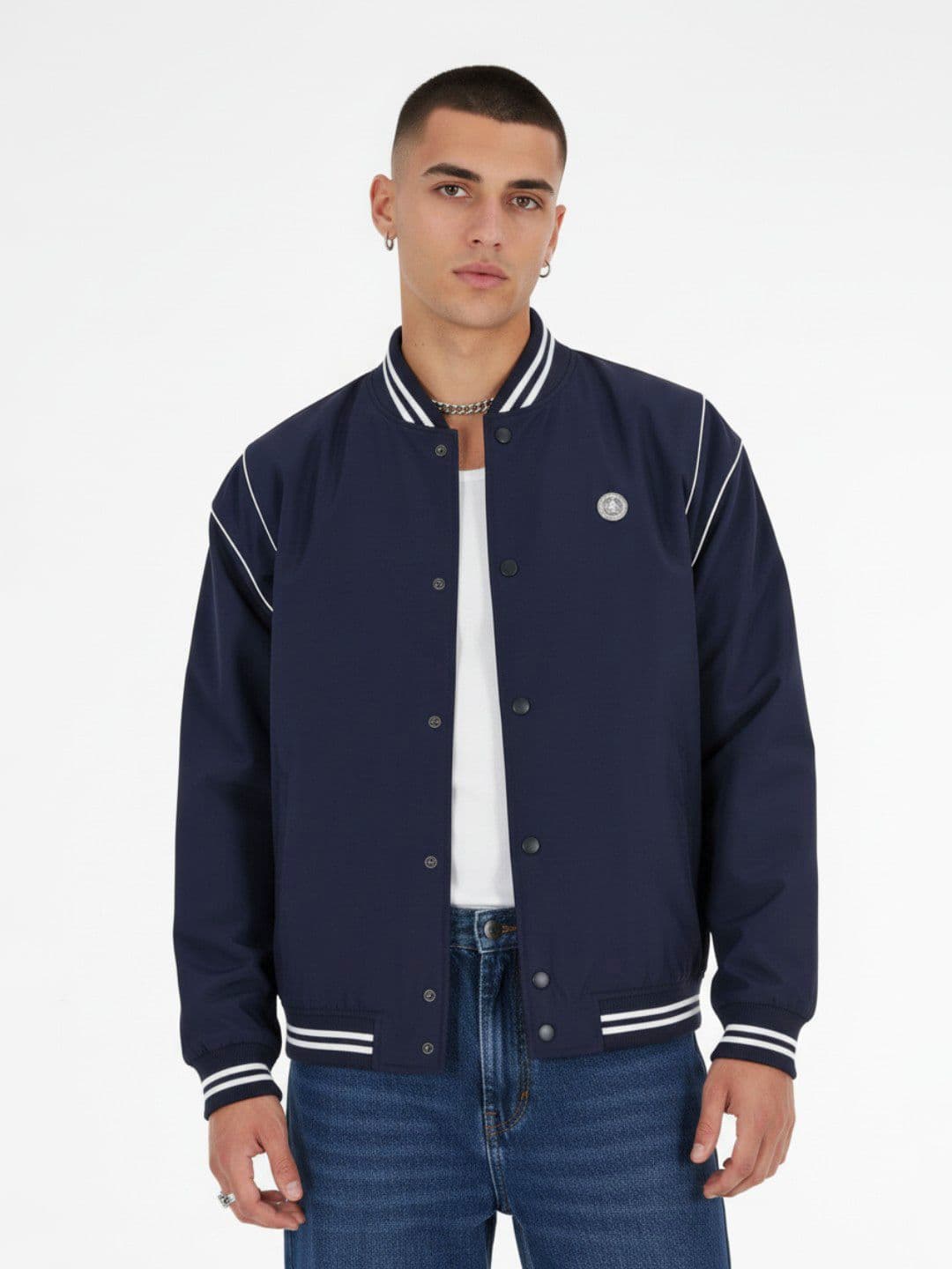 glitchez Striped Detail Bomber Jacket