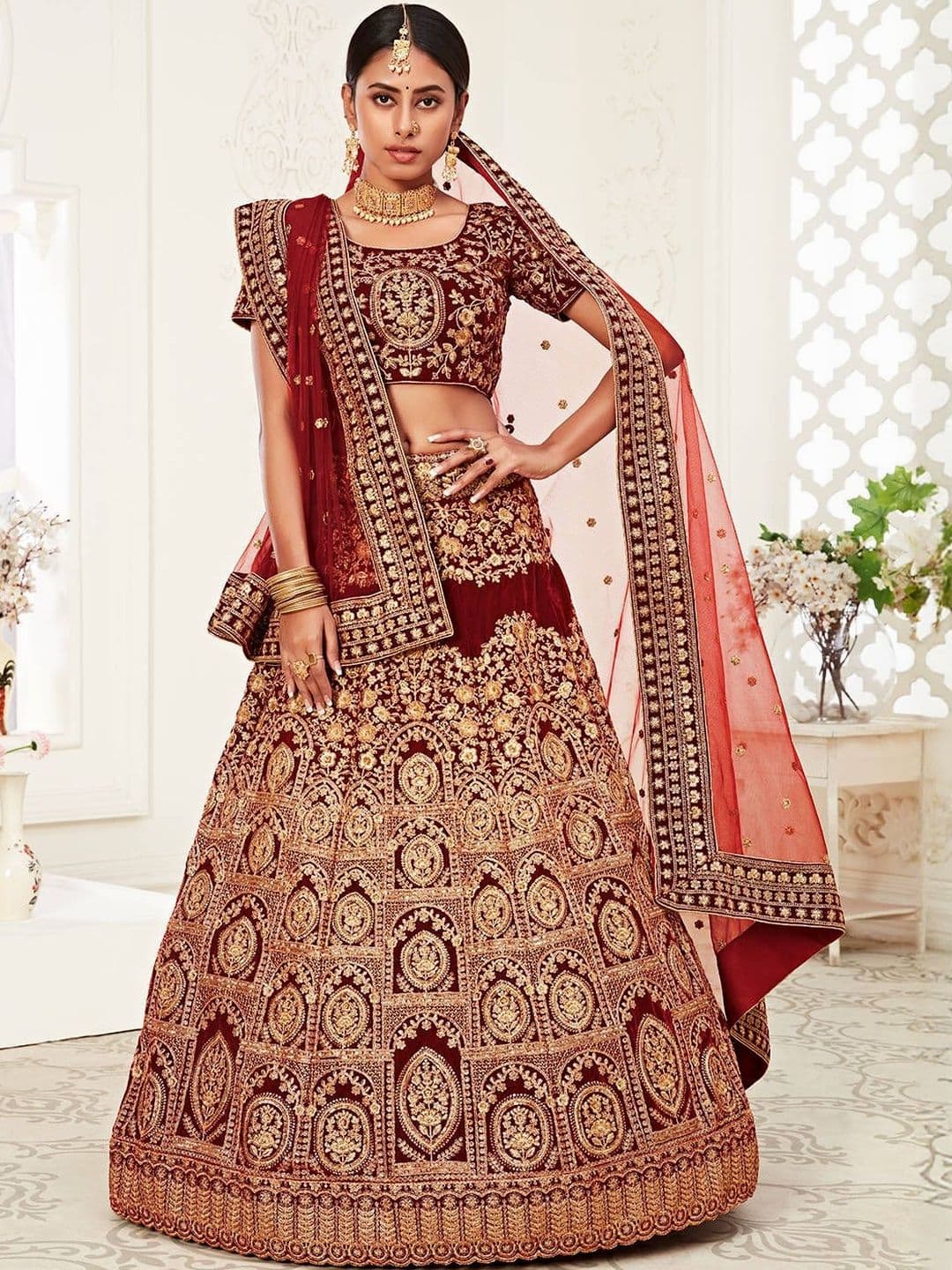 Zeel Clothing Embroidered Semi-Stitched Zari Lehenga & Blouse With Dupatta - view 1