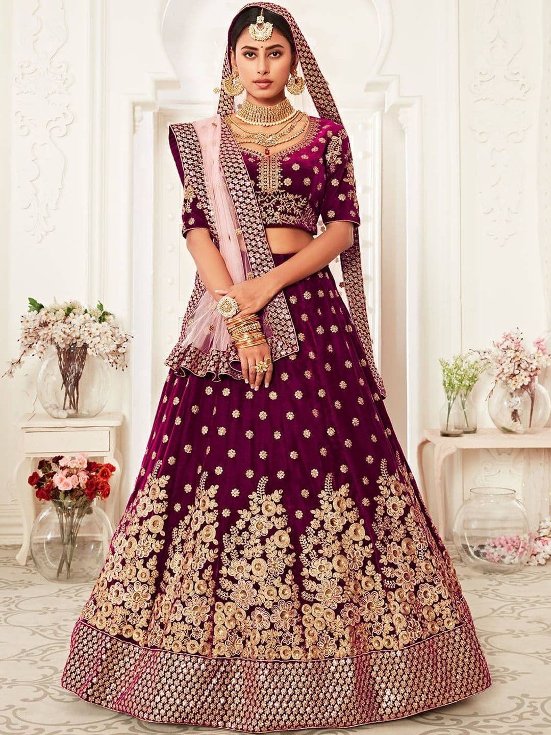 Zeel Clothing Embroidered Zari Work Semi-Stitched Lehenga & Blouse With Dupatta - view 1