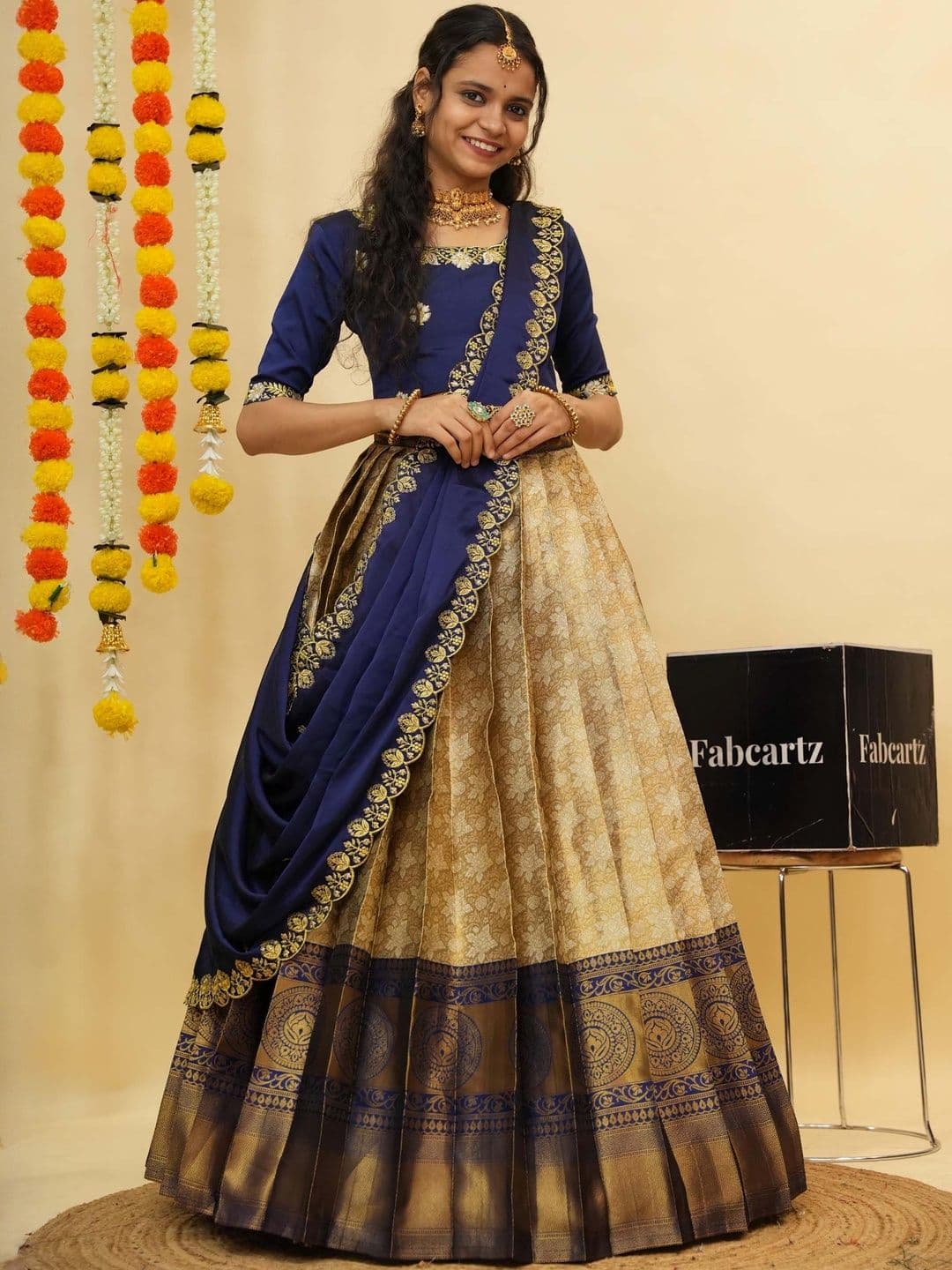 Fabcartz Embroidered Ready to Wear Lehenga & UnStitched Blouse With Dupatta - view 1