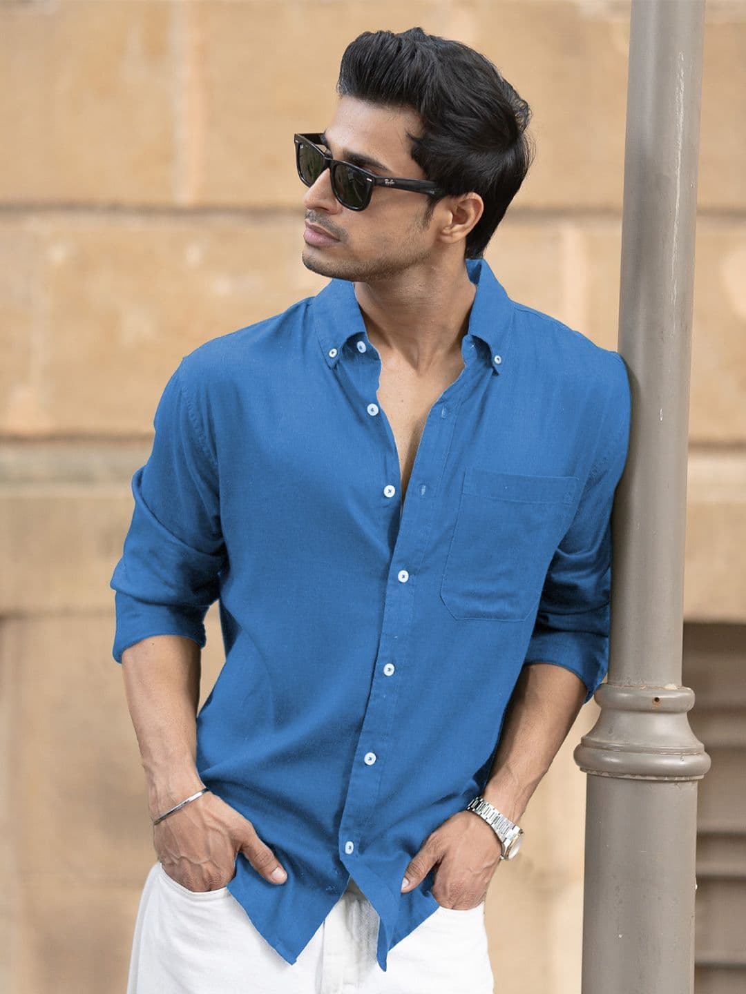 Powerlook Men Solid Button-Down Collar Casual Shirt - view 1