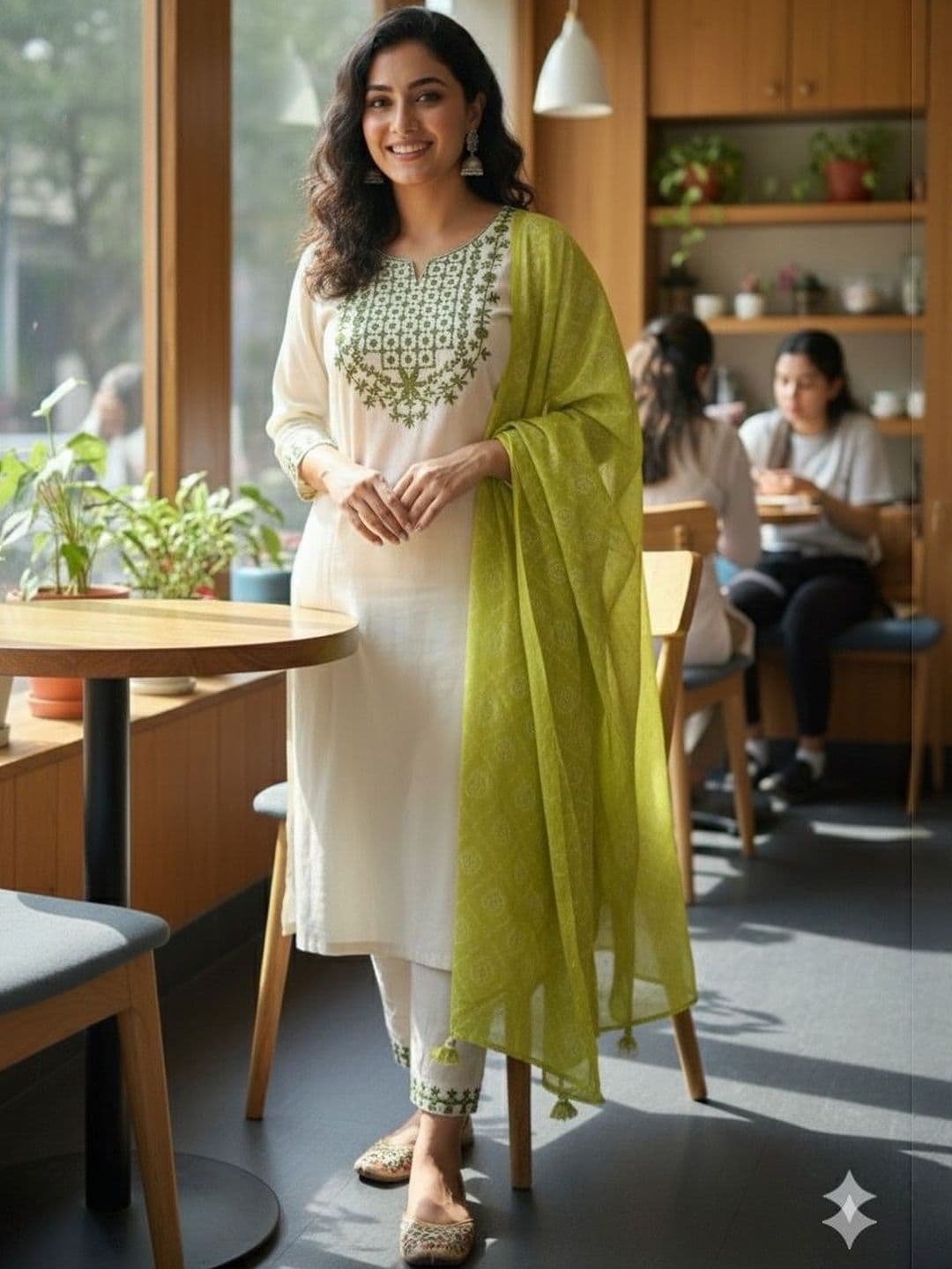 NEW ETHNIC 4 YOU Women Ethnic Motifs Embroidered Regular Thread Work Pure Cotton Kurta with Trousers & With - view 1