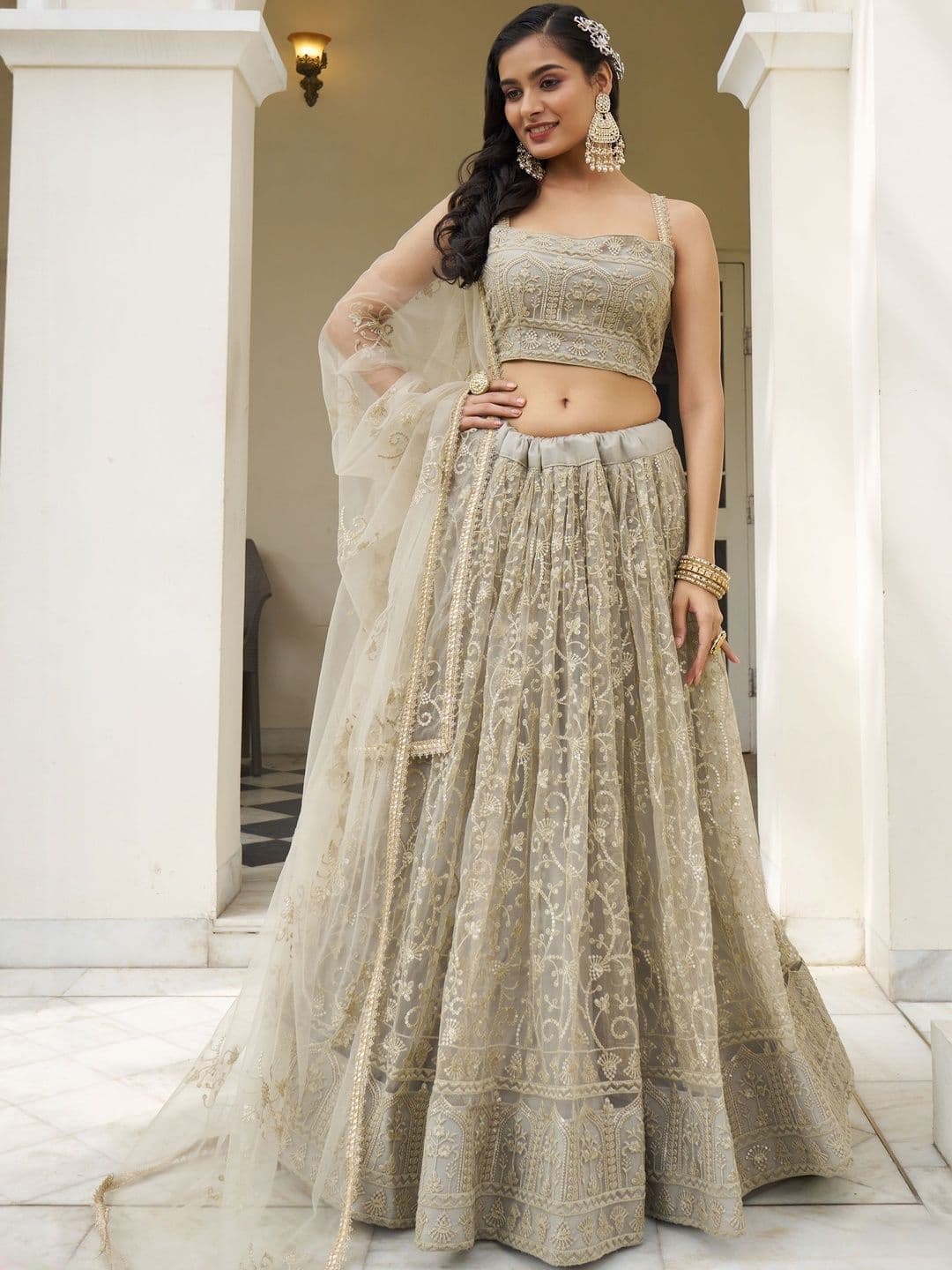 Zeel Clothing Embellished Sequinned Semi-Stitched Lehenga & Blouse With Dupatta - view 1
