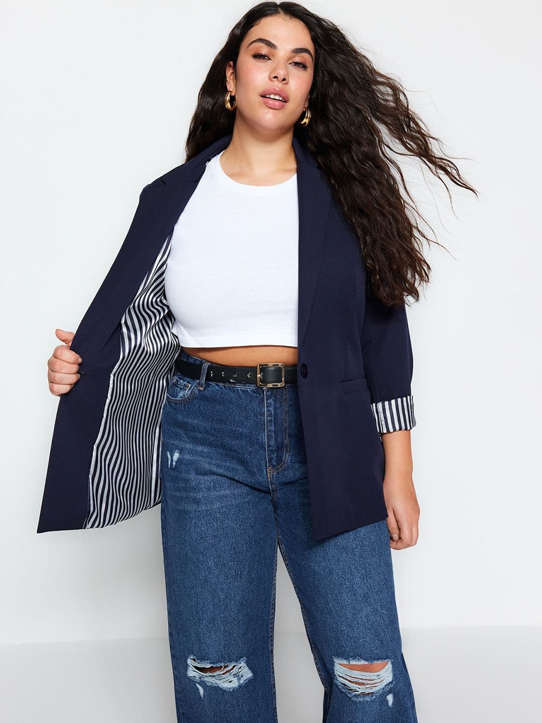 Trendyol Notched Lapel Collar Single-Breasted Blazer - view 1