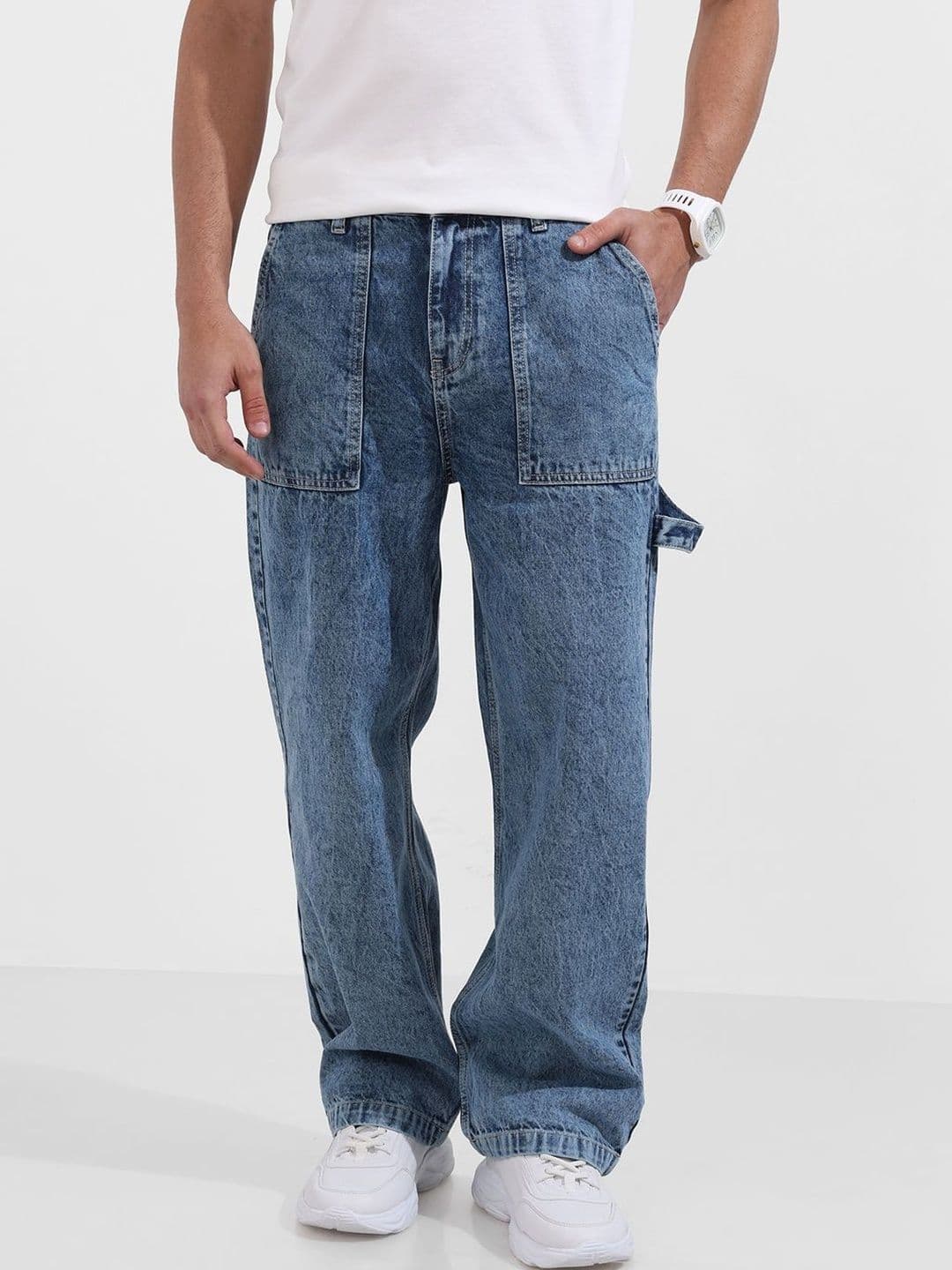 The Indian Garage Co Men Relaxed Fit Mid-Rise Light Fade Cotton Jeans - view 1