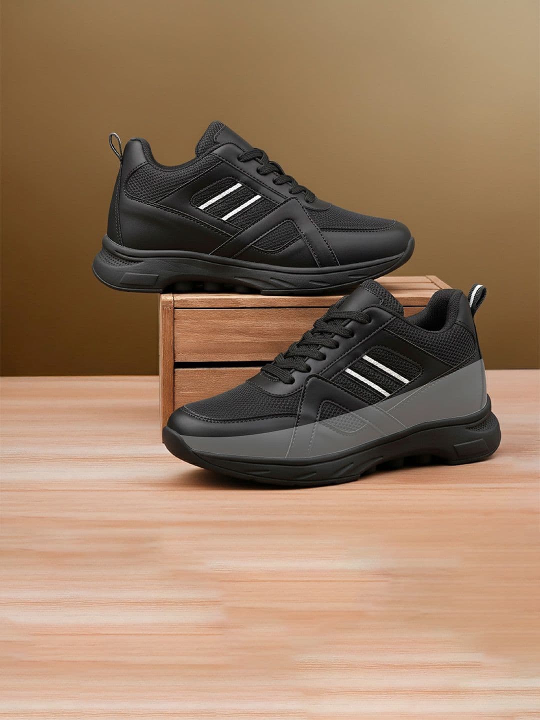 Bxxy Men 3 Inch Hidden Elevator Height Increasing Sports Running Lace-up Shoes - view 1