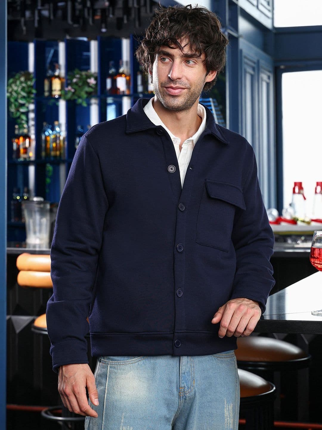 CAHOOT Spread Collar Lightweight Cotton Fleece Jacket - view 1