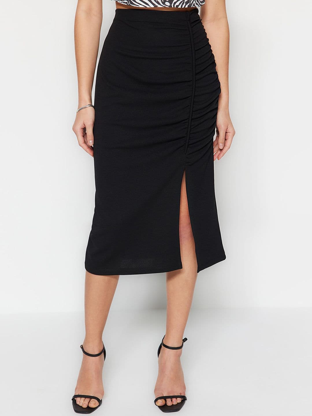 Trendyol Ruched Pencil Midi Skirt - view 1