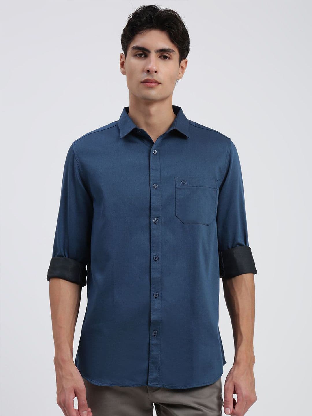 Chennis Spread Collar Slim Fit Cotton Casual Shirt - view 1