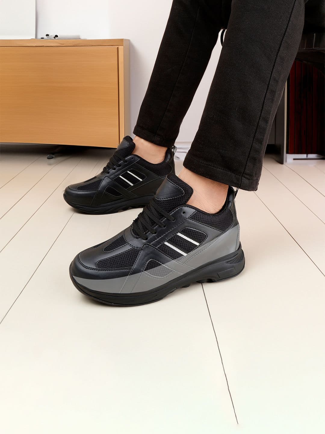 Bxxy Men 3 Inch Hidden Elevator Height Increasing Sports Running Lace-up Shoes - view 1