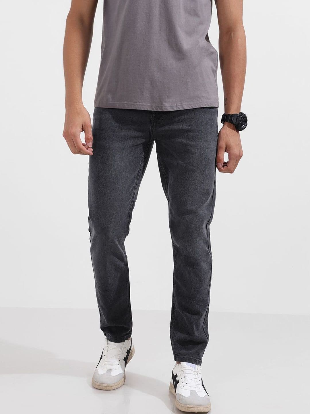 The Indian Garage Co Men Slim Fit Mid-Rise Light Fade Stretchable Jeans - view 1