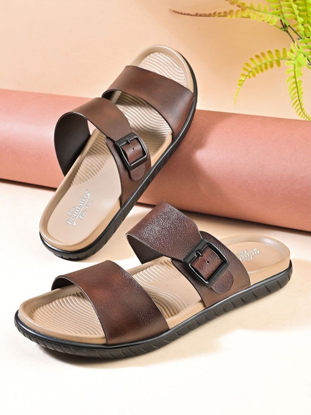 The Roadster Lifestyle Co. Men Slip-On Double Strap Comfort Sandals With Buckle - view 1