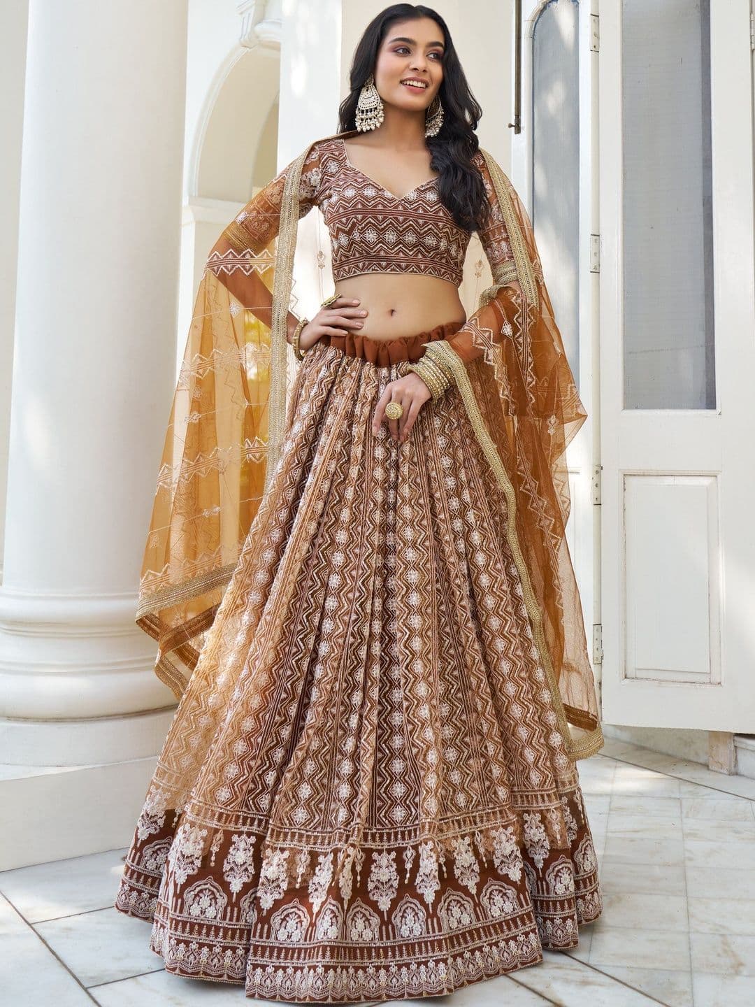 Zeel Clothing Embroidered Sequinned Semi-Stitched Lehenga & Blouse With Dupatta - view 1