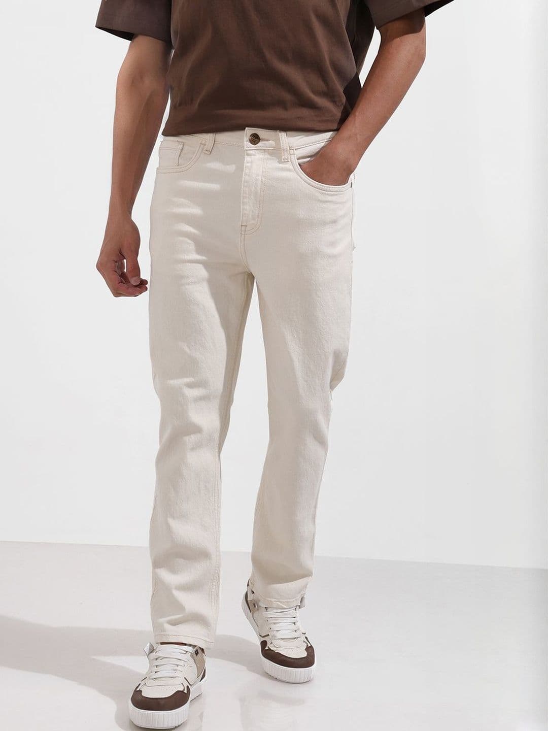 The Indian Garage Co Men Straight Fit Mid-Rise Stretchable Jeans - view 1