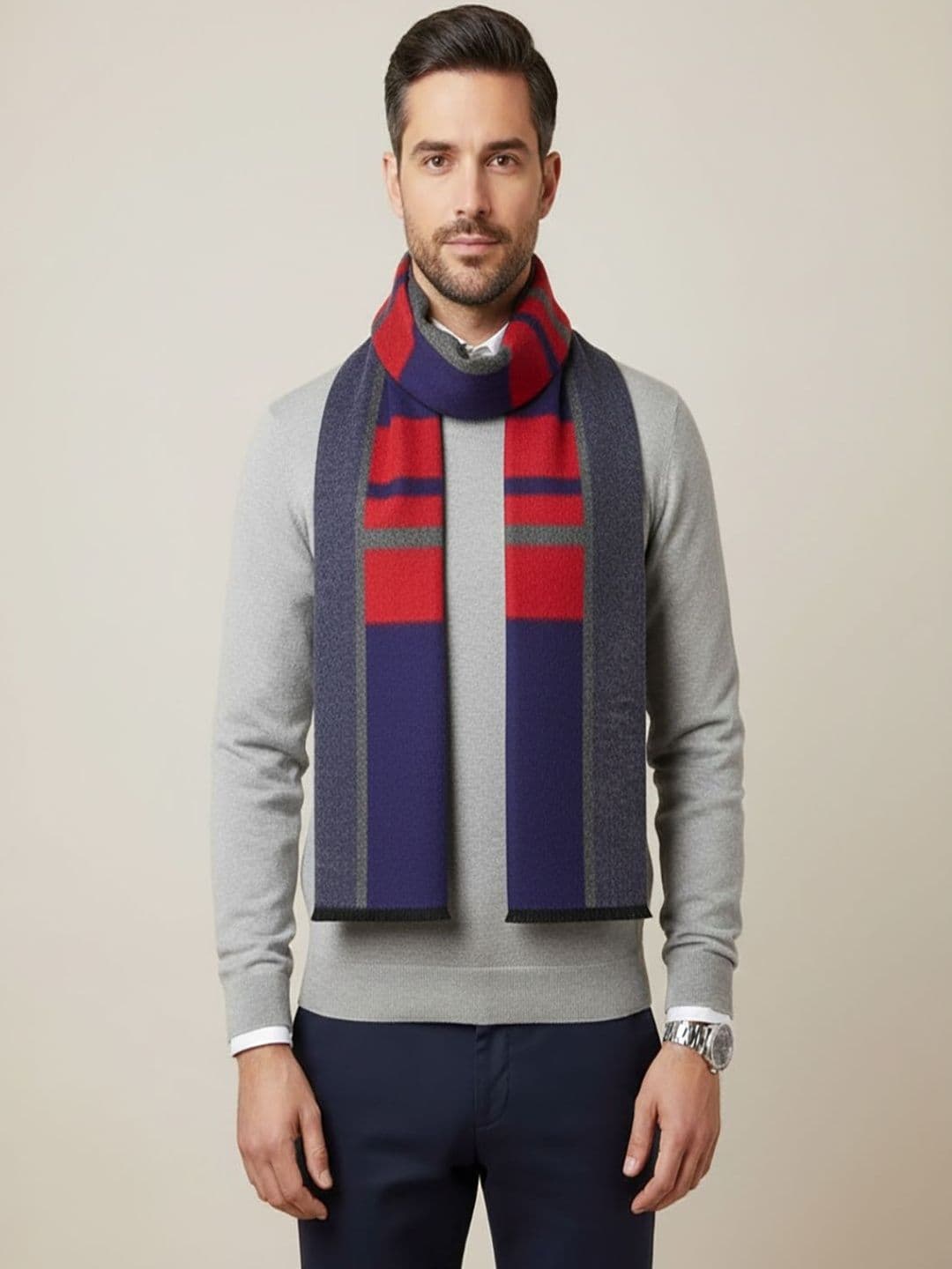 MUFFLY Men Checked Merino Wool Mufflers - view 1