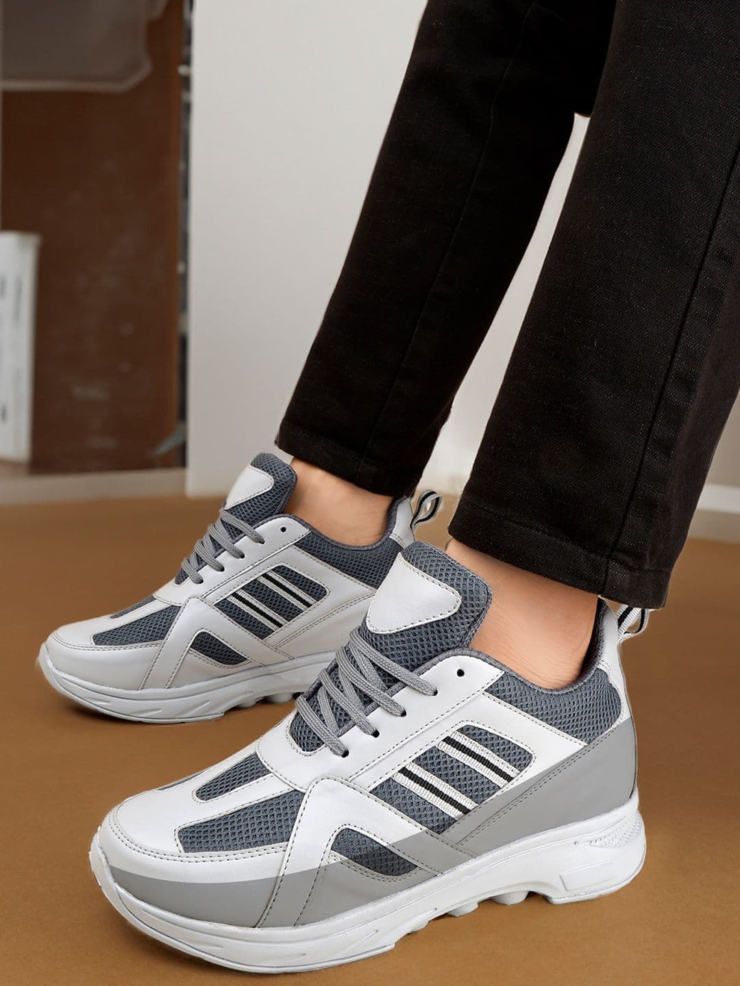 Bxxy Men 3 Inch Hidden Elevator Height Increasing Sports Running Lace-up Shoes - view 1