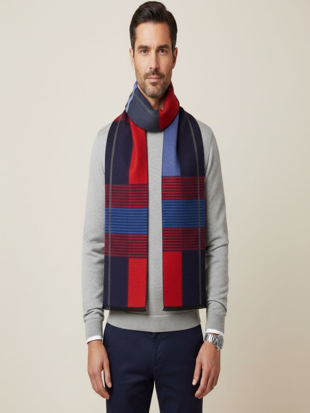 MUFFLY Men Striped Reversible Merino Wool Mufflers - view 1