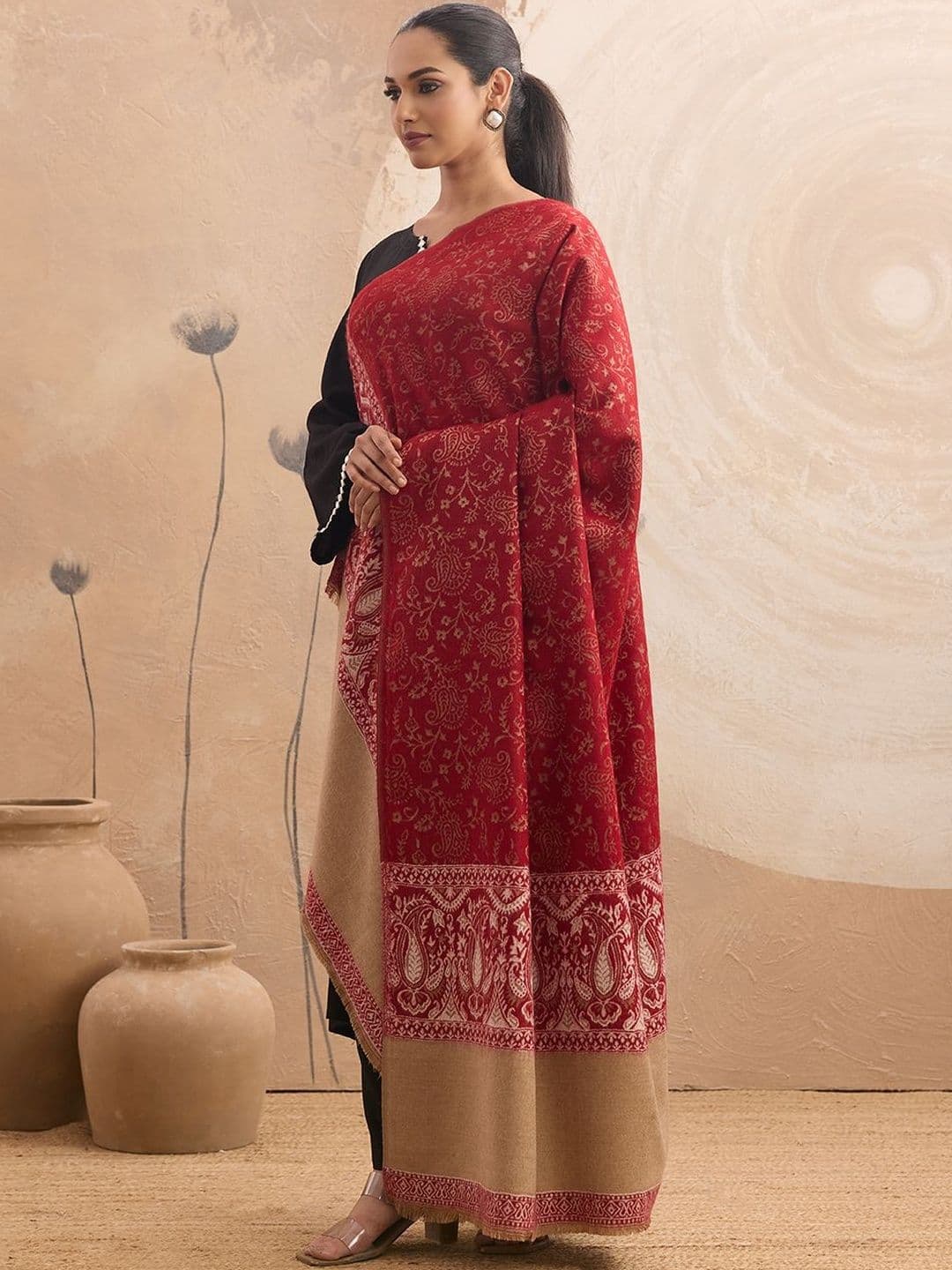 WEAVERS VILLA WEAVERS Women Ethnic Motifs Woollen Shawl - view 1
