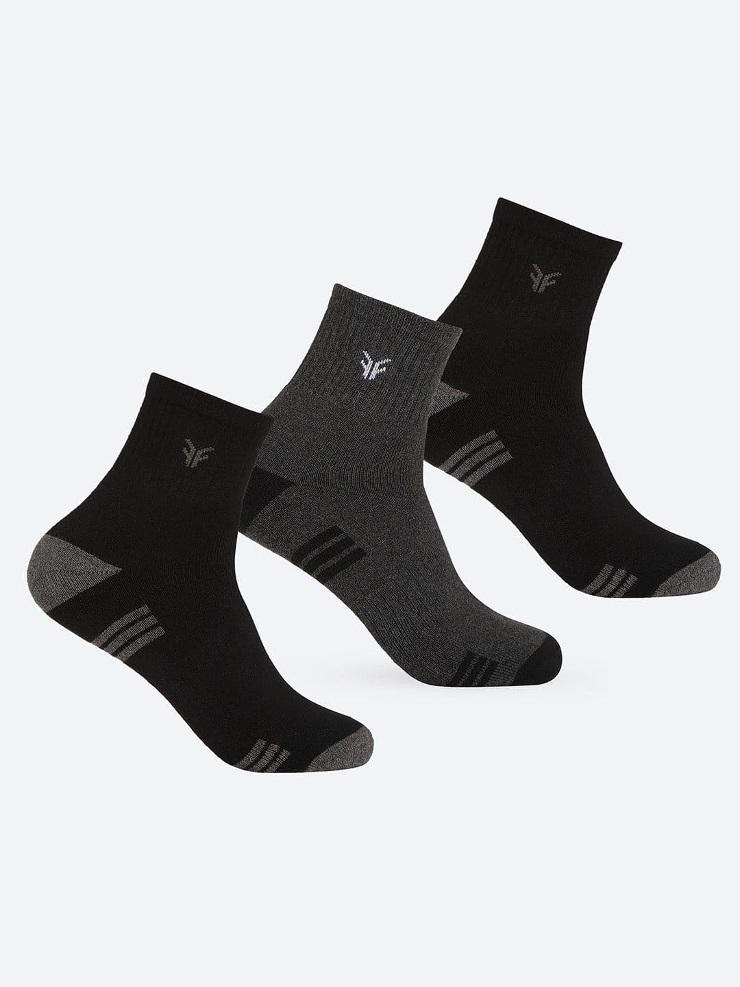 FOOTONS High-Ankle Cotton Anti-Odour & Comfort Fit Multi Socks (Pack of 3) - view 1