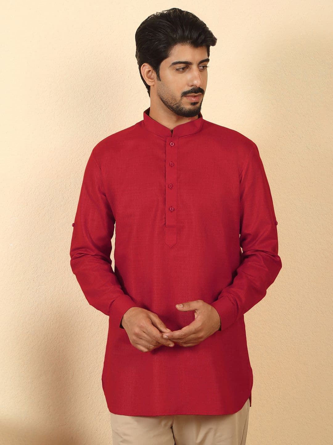 KRAFT INDIA Mandarin Collar Straight Short Kurta