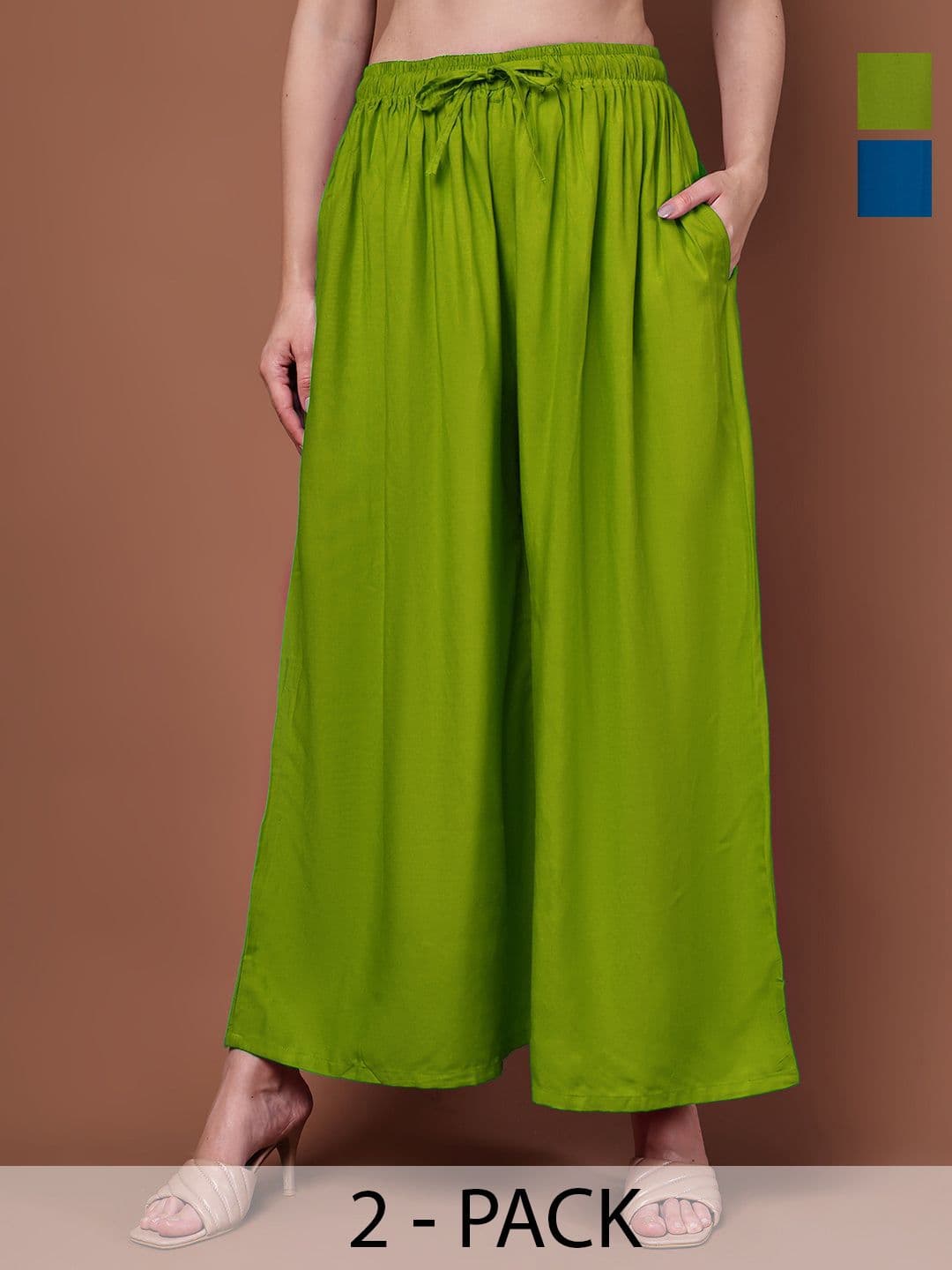 Valles365 by S.C. Women Pack of 2 Solid Regular Western Flared Palazzos - view 1