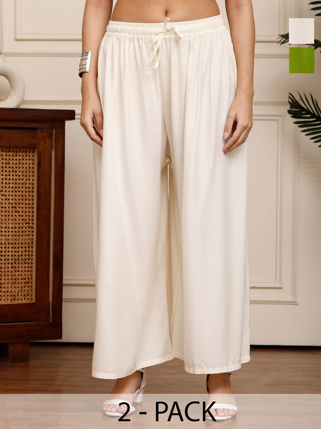 Valles365 by S.C. Women Pack of 2 Solid Flared Ethnic Palazzos - view 1