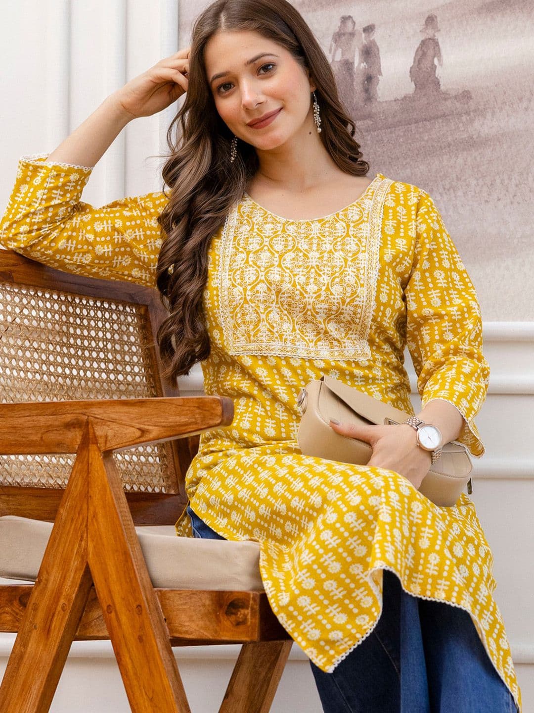 Pjyot by surhi Ethnic Motifs Embroidered Pure Cotton Straight Kurta - view 1