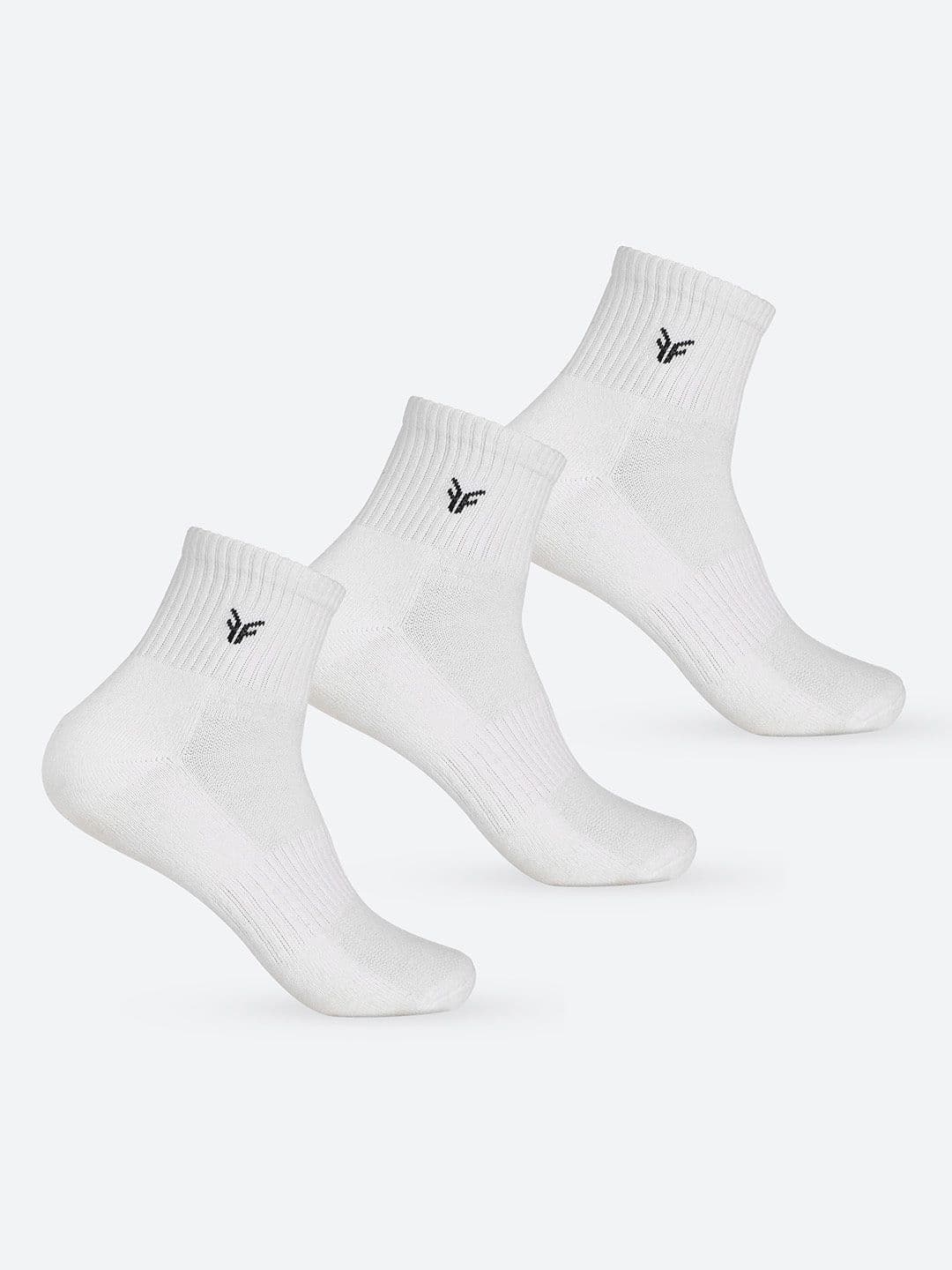 FOOTONS High-Ankle Cotton Anti-Bacteria & Anti-Odour White Socks (Pack of 3) - view 1