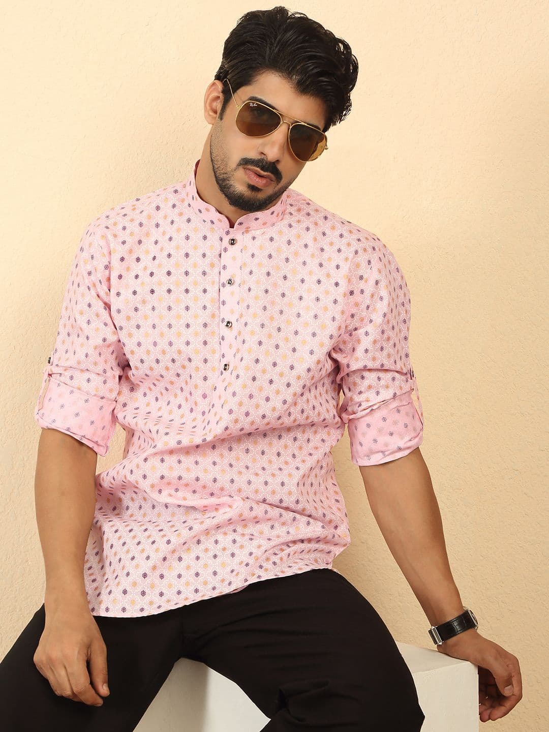 KRAFT INDIA Men Ethnic Motifs Printed Festive Cotton Straight Kurta - view 1