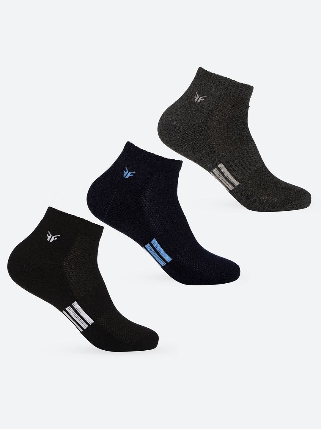 FOOTONS Low-Ankle Cotton Anti-Odour & Comfort Fit Multi Socks (Pack of 3) - view 1