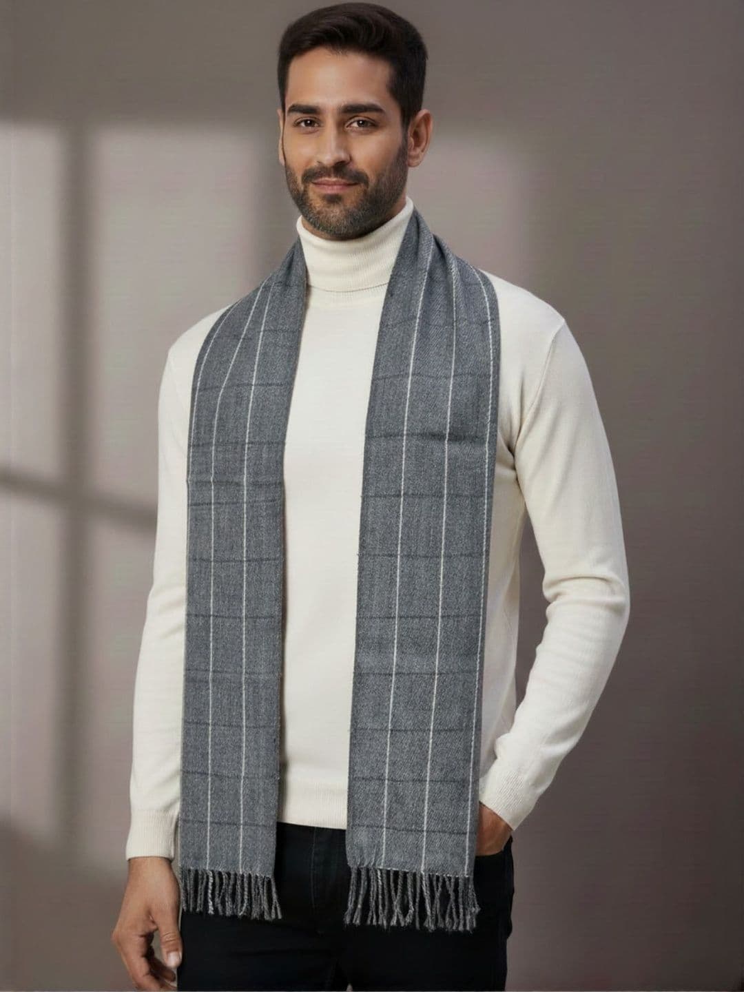 Zamour Men Checked Woolen Mufflers - view 1