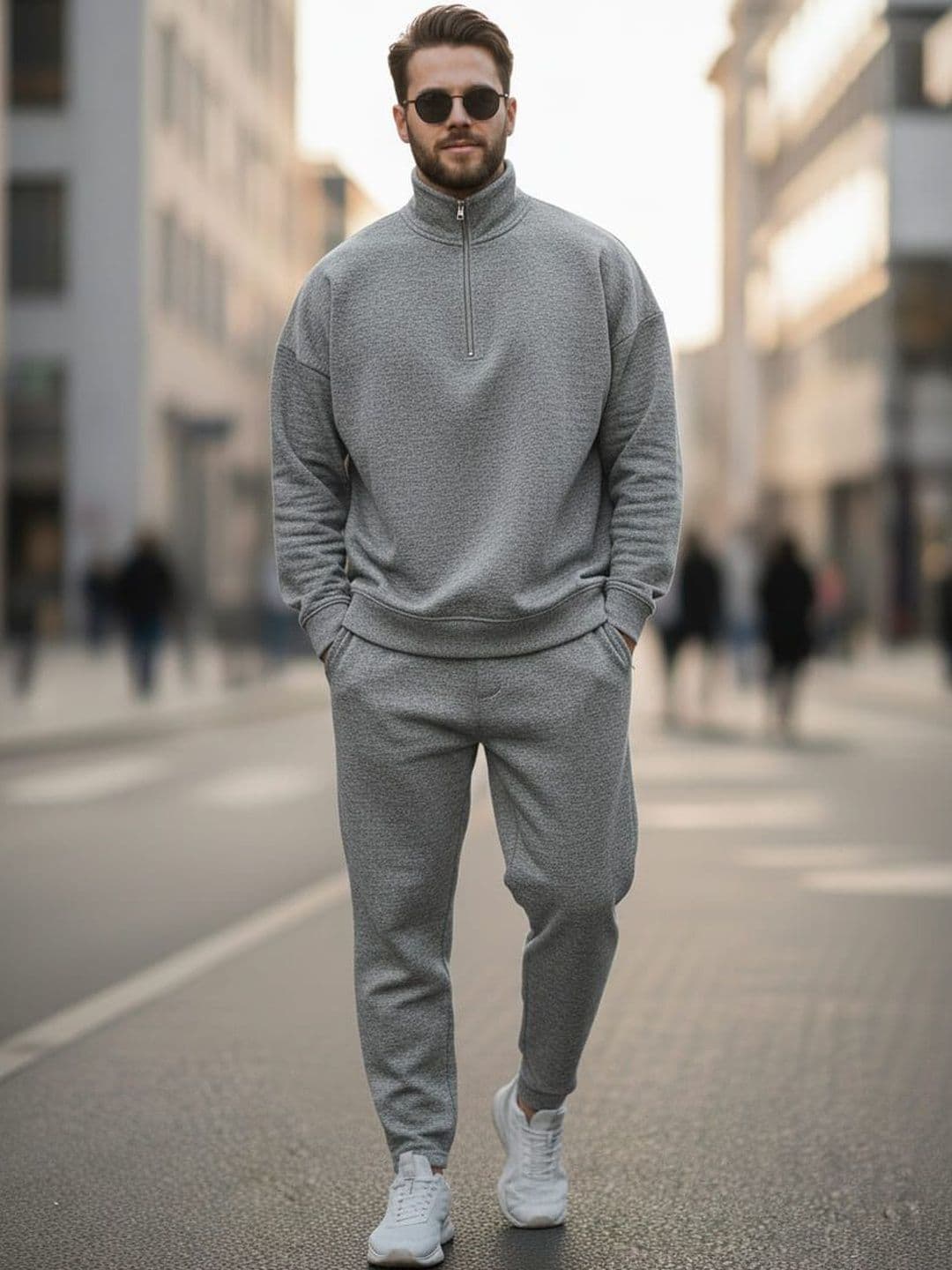 MACK JONNEY Men Mock Collar Long Sleeves Half Zipper Sweatshirt With Trackpant