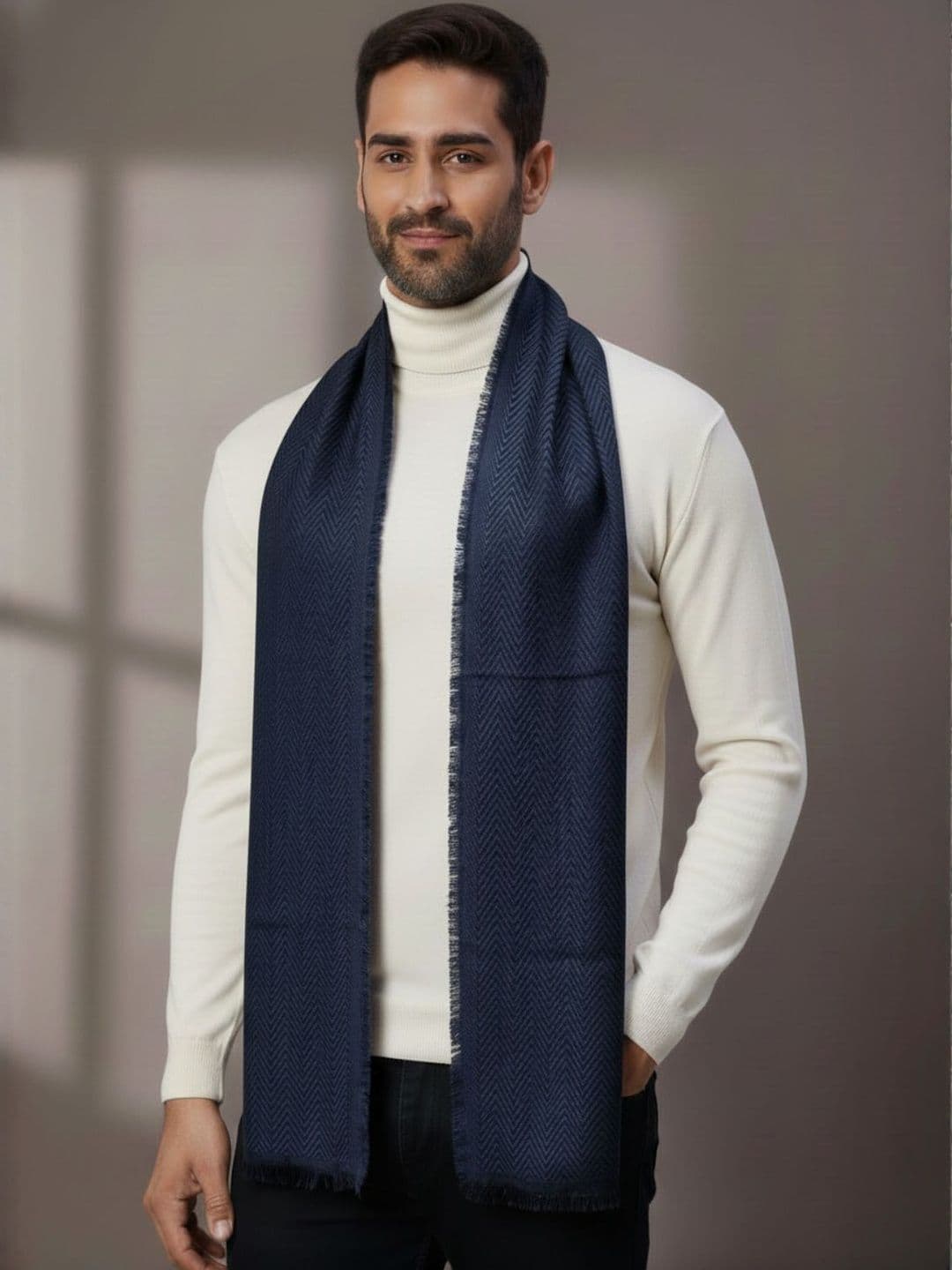 Zamour Men Zigzag Pattern Woolen Mufflers - view 1