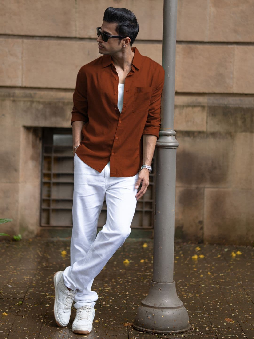 Powerlook Men Solid Spread Collar Casual Shirt - view 1
