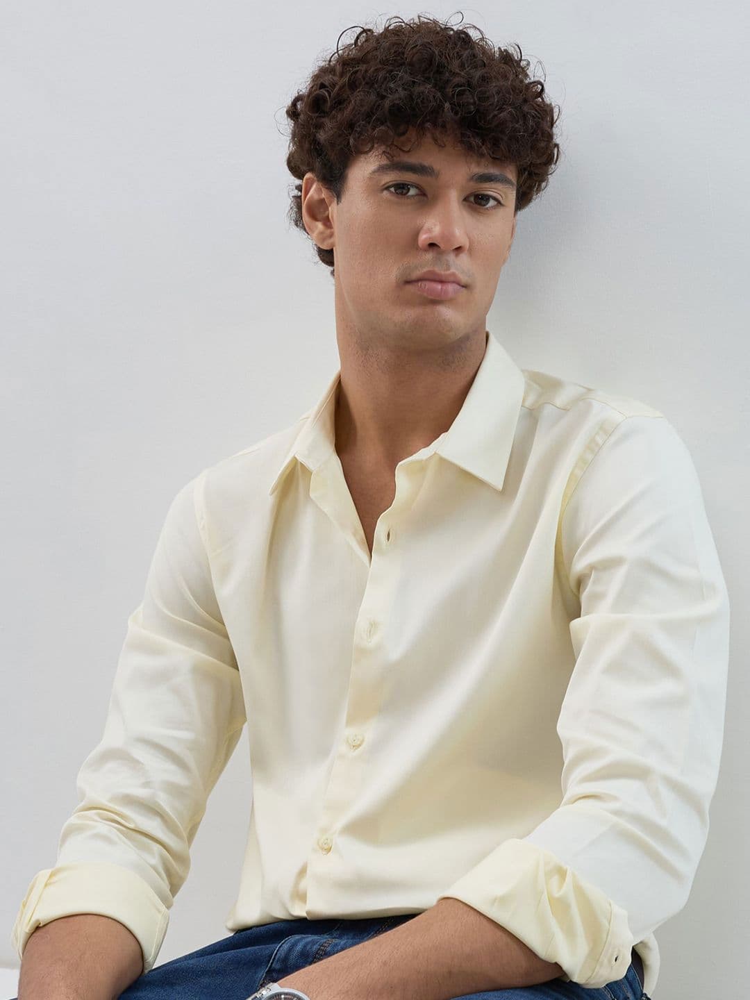 HERE&NOW Men Solid Spread Collar Cotton Casual Shirt - view 1
