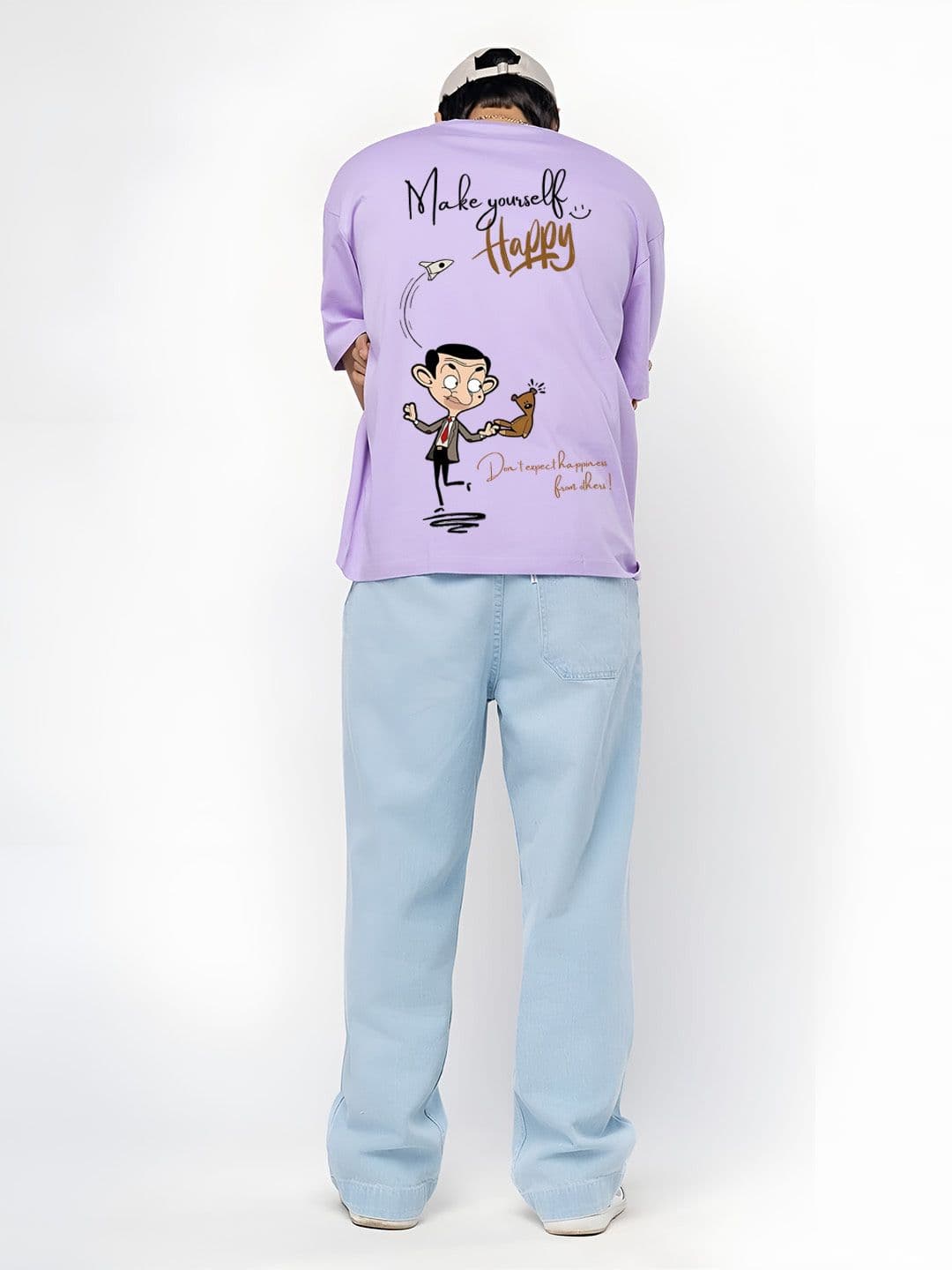 BDSQUARE Mr. Bean Printed Round Neck Pure Cotton Oversized T-shirt - view 1