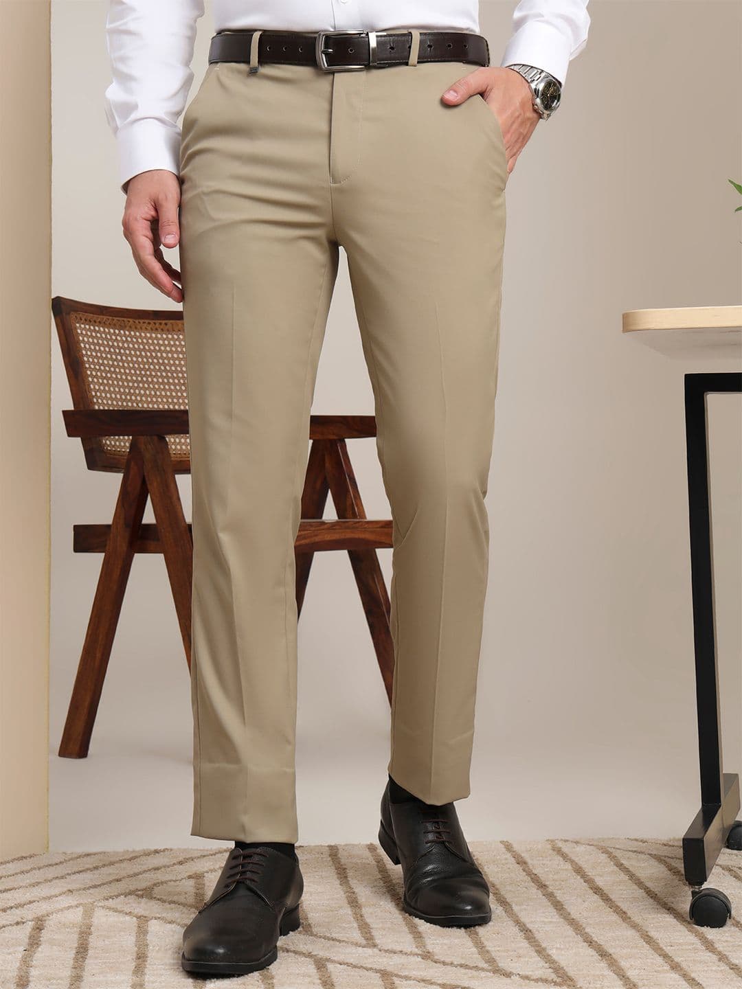 Integration Men Stretchable Smart Fit Flex Waist Office Wear Trousers - view 1