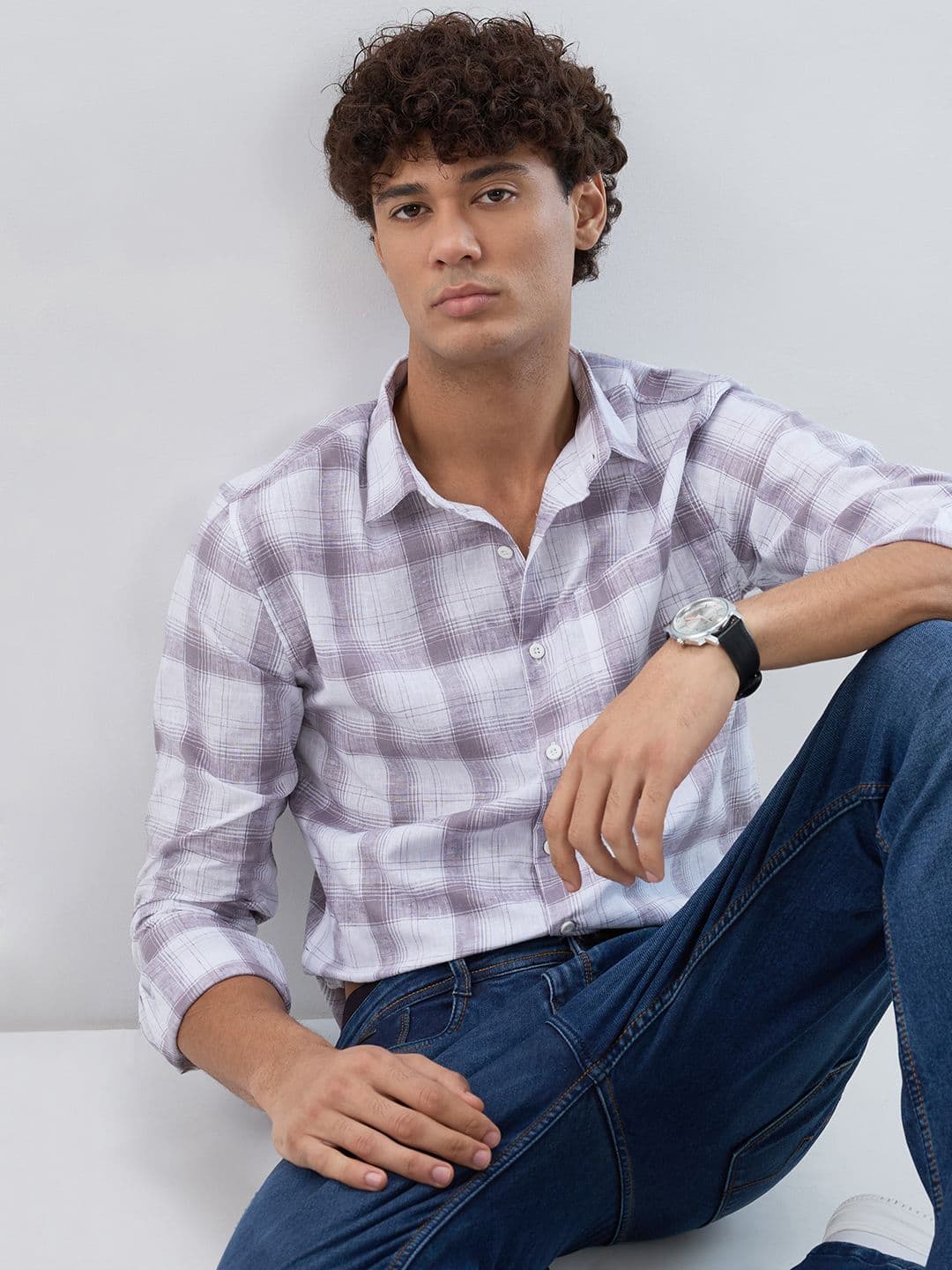 HERE&NOW Men Checked Spread Collar Casual Shirt - view 1