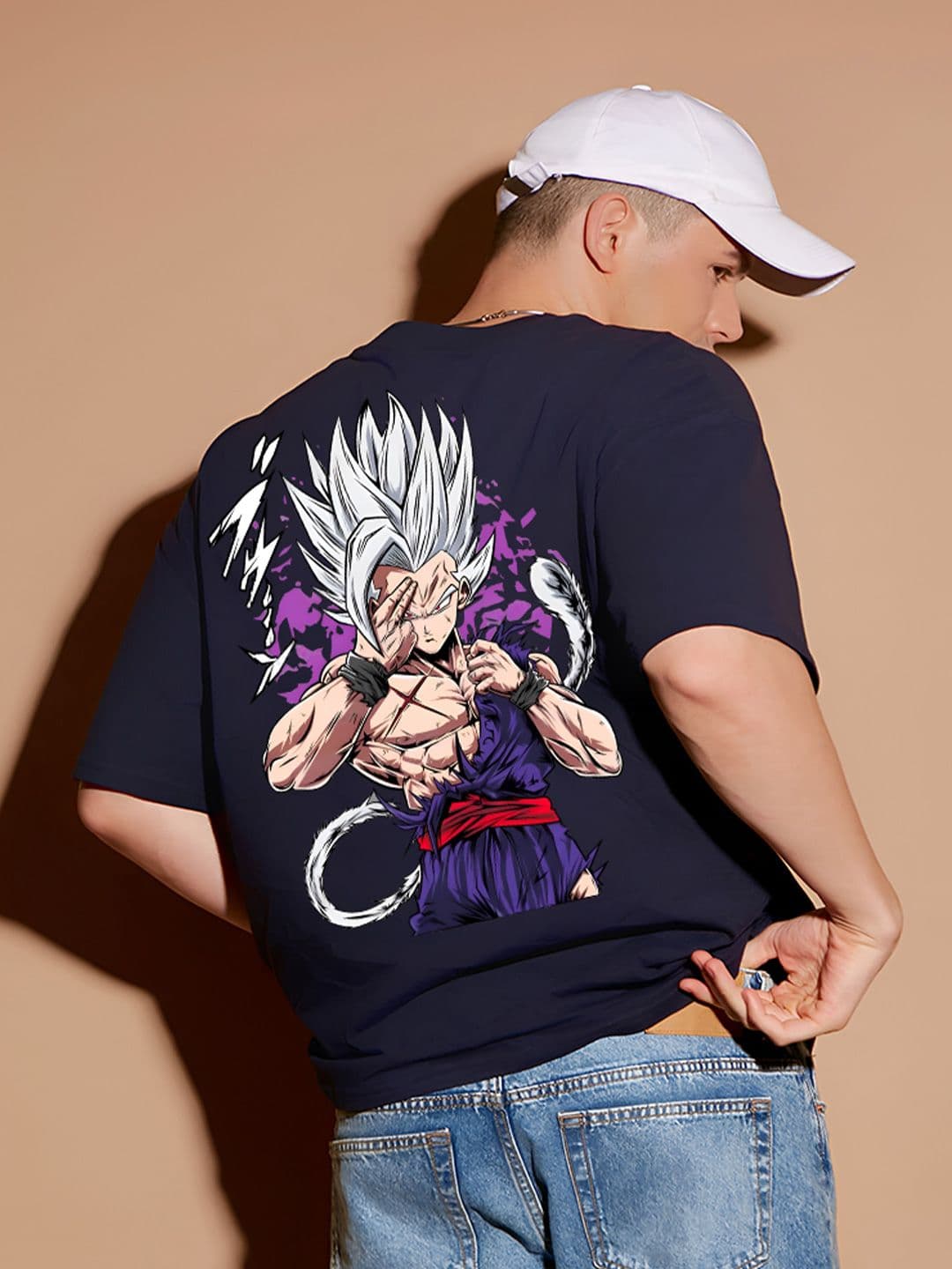 BDSQUARE Men Dragon Ball Z Anime Printed Round Neck Cotton Oversized T-shirt - view 1